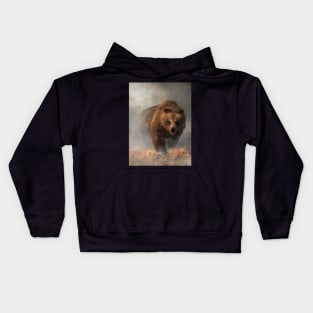 Grizzly Bear Emerging from the Fog Kids Hoodie